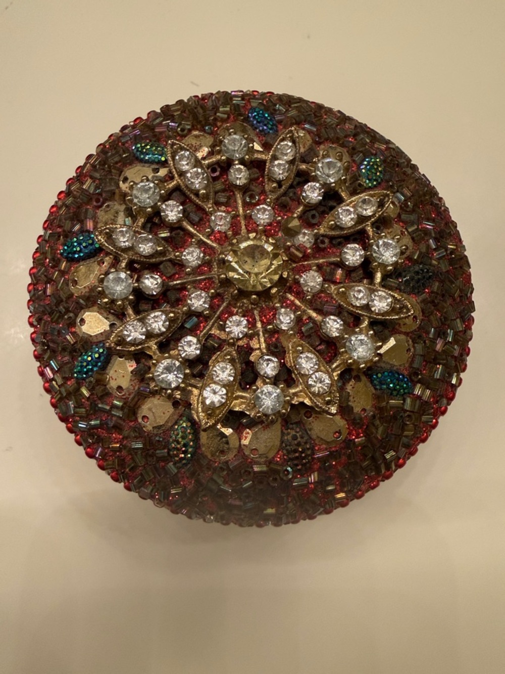 Bejeweled beads and crystals dome jewelry box bling bling girlie opulent box - Picture 2 of 4